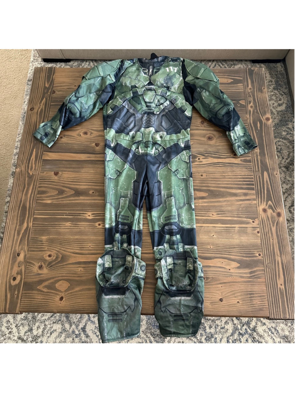 Halo Master Chief Costume Boys M 8-10 Green Black 117 Halloween Cosplay No Mask